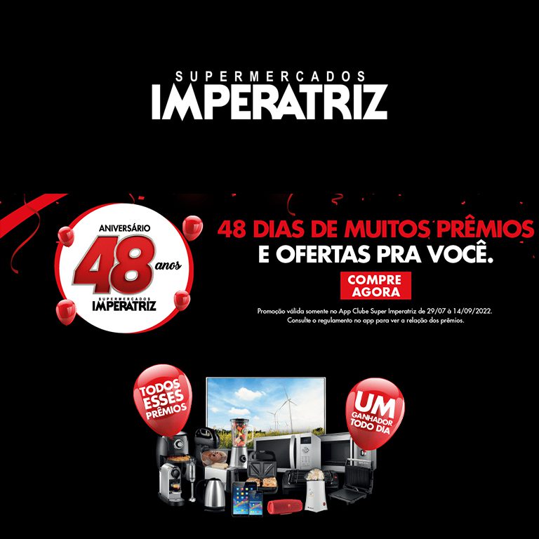 Supermercados Imperatriz Promoção: Aniversário de 48 anos banner-768x768.j87pg