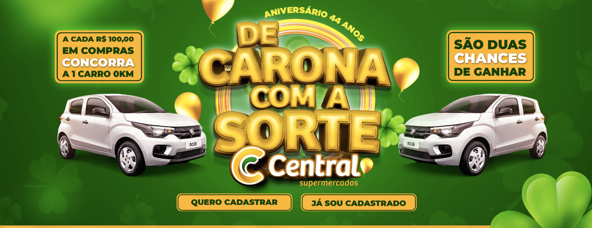 CENTRAL® - PROMOÇÃO DE CARONA COM A SORTE Banner